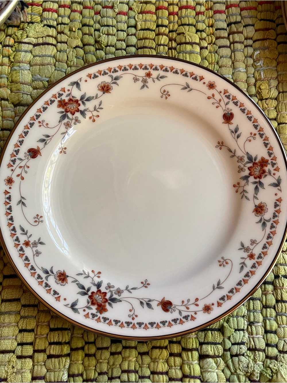 Noritake Ivory China Adagio 7 inch Plate with Rust Floral garland
